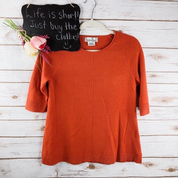 Nouveaux Sweaters - Nouveaux burnt orange 3/4 sleeve swing sweater